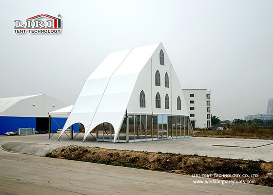 China 15m Outdoor Event Tents Church Tent Glass Hard Wall Clear PVC Window sidewall supplier