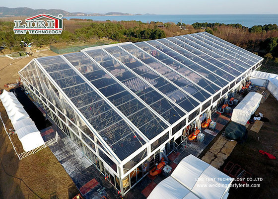 China 50m Clear Span Aluminum Frame  Event Tent  With Clear Roof Cover And PVC Sidewall supplier