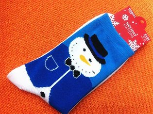 Vivid Lovely cartoon christmas snowman design eco-friendly high quality thick cotton socks