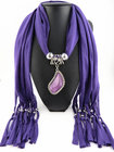 long polyester scarf with resin pendant neckalce