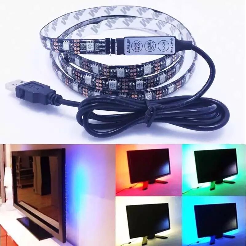 100CM 30leds Flexible 5050 RGB USB LED Strip Light TV Background Lighting Kit with 5v USB Cable For TV/PC Background Lig