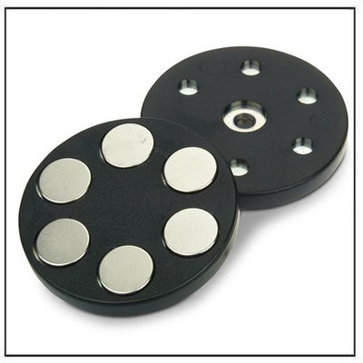 China Disc rubber coated pot magnets 12 pcs of D14 x 3mm magnet inside neodymium gripping magnet supplier