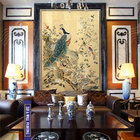 Peacock Workshipping Art Decorative Painting, Traditional Chinese Painting, upscale decorative Painting