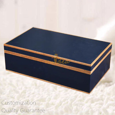 China Luxury High Gloss Marine Blue Personalized Wooden Gift Box for Perfumes, Watches, Wine  , Personalized Logo Brand. supplier