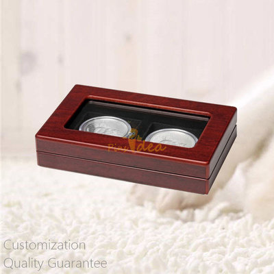 China Affordable Good Quality Rosewood Color Collected Coins Storage Display Case with Window , Personalized Logo Brand. supplier