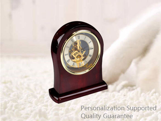 China Luxury Rich Cherry High  Gloss Hardwood Home Decoration Desktop Table Clock, Small Order, Quality Guarantee supplier