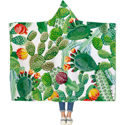 China Cactus series children's adult hooded blanket velvet fabric rectangular hand washable supplier