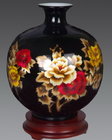 Flower vase with wheat straw painting, special vase for flowers red color floral vase porcelain