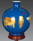 Modern wholesale Chinese ceramic porcelain decoration bisque floral blue vase flower home goods