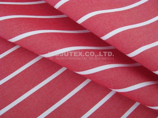 China Stable Quality 100% Cotton Yarn Dyed Fabric, Red White Stripe Plain Weave Fabric supplier