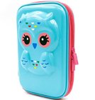 8.5 x 5.7 x 1.8 inches Cute Owl Face Hardtop EVA Pencil Case Big Pencil Box With Compartment For Kids -blue
