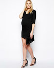 Formal maternity dresses for office pregnance lady with scoop neck