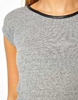 cloth factory wholesale blank maternity t shirts with leather look trim