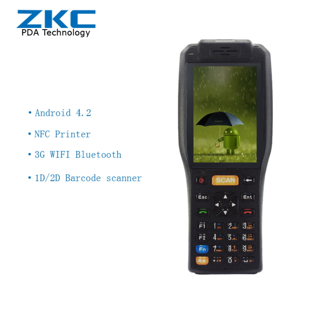 Android bluetooth RFID Reader terminal , qr code handheld pda with thermal printer
