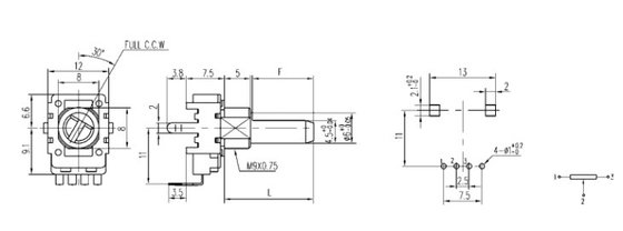 rotary potentiometer, carbon potentiometer, 11mm potentiometer with insulated shaft,