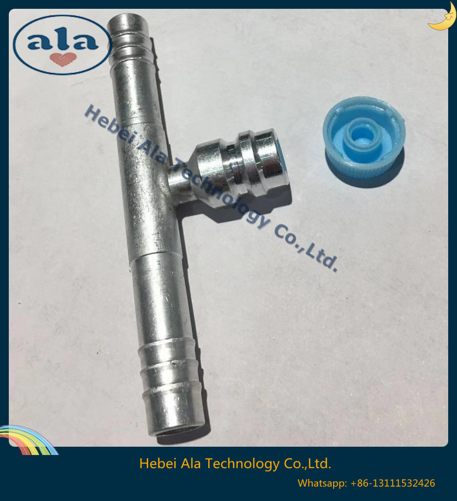 Auto A/C Hose Clamp Straight Connector With R134a Refrigerant Valve/Through Pipe Aluminium Fittings with R134a Valve