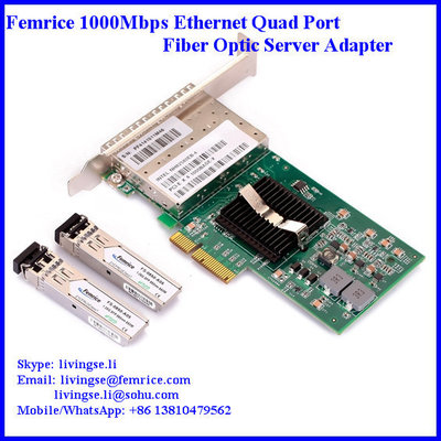 China PCI Express x4 x8 x16, Quad Port 1000Mbps Server Network Adapter, SFP Slot LC Fiber supplier