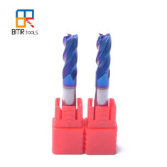 China BOMA TOOLS HRC65 Carbide End Mill Cutter 4Flute for stainless steel milling in Nano Blue Coating supplier