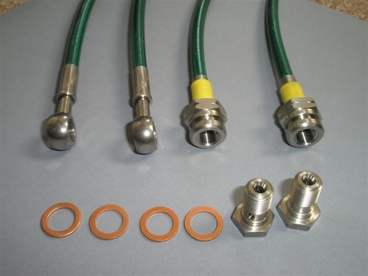 China dot approved 1/8 sizes stainless steel braided brake line kit with end banjo fitting , female fitting supplier
