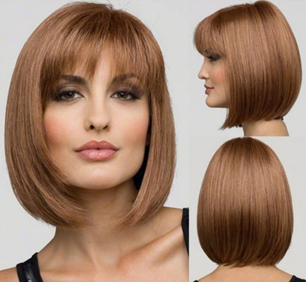 China New hot style American wig women air wave short flaxen straight rose wig manufacturers wholesale supplier