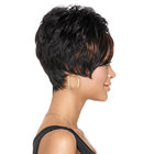 Makeup Suppliers wholesale High quality chemical fiber hair 1B short hair high temperature silk black wigs