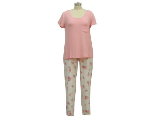 China Fancy Ladies Summer Pyjamas , Women'S Cotton Knit Pajama Sets With Chest Pocket supplier