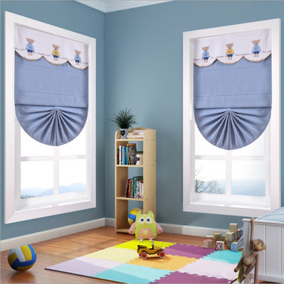 Cartoon fan shape blue pink Roman blinds track modern simple Customized for girls boys