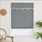 Modern smart remote motorized blue grey brown fabric Roman blinds customized for living bed book room blackout