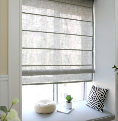 Light grey Plain linen curtain Roman blinds sheer curtain customized for bedroom living reading dinning room