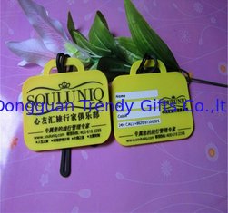 China Yellow 2d Design Soft PVC Suicase Tag / Travel Name Tag With Writing Backside For Club Gift supplier
