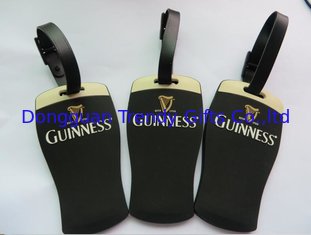 China GUINNESS Custom Black Shaped Rubber PVC Luggage Tag With Brand Name Embossed Eco Friendly supplier