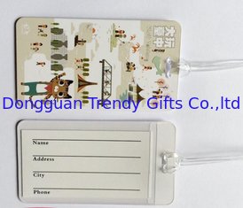 China Custom Full Color Print White Plastic Luggage Tags Travel Name Tag With Transparent String, Cheap Factory Price supplier