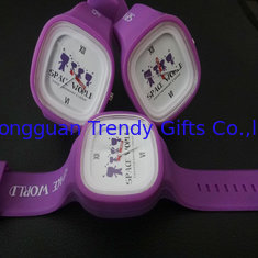 China Purple Colour Silicone Rubber Jelly Band Watch 3ATM Water Resistant , White Face With Company Logo, Unisex For Men Women supplier