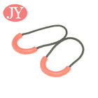Jiayang Aglet jIAYANG u shape soft string black with white logo print circle TPU string zipper puller