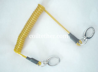 China Yellow coil steel lanyard with end fittings high quality retracting coil cable with oval h supplier