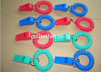 China Red/Blue Plastic Wrist Band Coil Loop with Plastic Alerting Whistles supplier