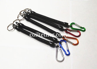 China Promtional 6.5''  Steel Coil  Fishing Plier Lanyard Cords w/Split Ring and Colorful Carabiner supplier