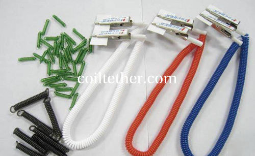 Plastic dental bib clips flexible napkin holder expanding coiled spring leash scarfpin supplier