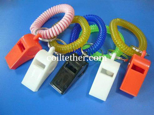 Plastic Wrist Key Coil w/Whistle as Security Promotional Gift supplier