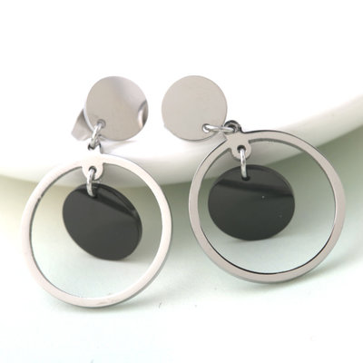 China Stainless Steel Fashion Jewelry Women Personalized Round Drop Earrings,Round Shape earrings supplier