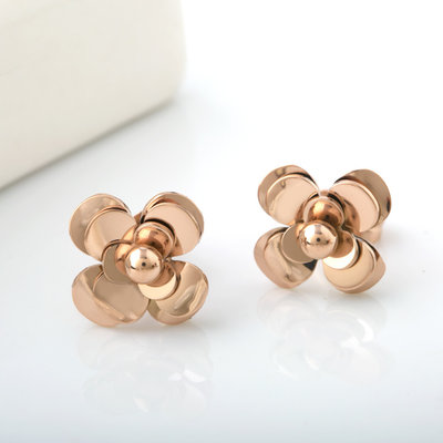 China Rose Shape Stainless Steel Earrings, Fashion Jewelry Rose Gold Earring supplier
