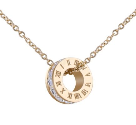 China Rome Number Pendant Necklace Diamond Stainless Steel Jewelry Rose Gold Fashion color Necklace supplier
