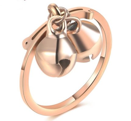 China Bell Pendant Ring Stainless Steel Materials Ring  18K Pink Color Wedding Ring supplier