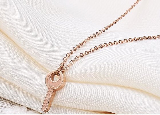 China Stainless Steel Key Pendant Rose Gold Necklace Fashion Jewelry Necklace supplier