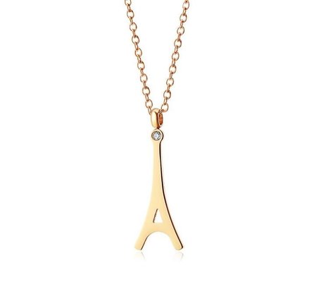 China Eiffel Tower Pendant Stainless Steel Necklace 18K Gold Plating Fashion Jewelry Necklace supplier