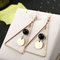 Black Agate Long Earrings, Triangle Design Staineless Steel Earring, 18K Gold Color Earring supplier