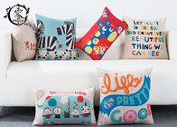 Cute Cartoon Anamal Throw Silk Cotton Pillow Linen Decorative Cushion Cover Pillowcase For Sofa