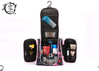 Large Size Portable Makeup Bag , Waterproof Canvas Travel Pink Crane Lady Cosmetic Bag