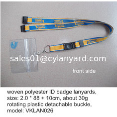 China Polyester woven logo lanyard with ID badge cover, custom polyester jacquard logo lanyards supplier