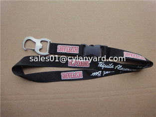 China polyester lanyard with metal bottle opener snap hook, Metal bottle opener polyester straps supplier